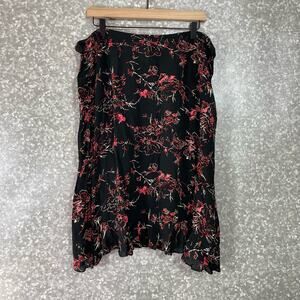 Kathie Lee Women's Vintage Black Floral Ruffle Skirt - Size 18W/20W - Cottage